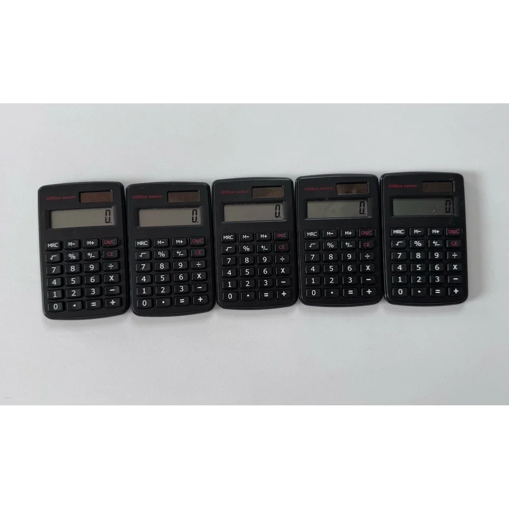 SMALL MINI POCKET CALCULATOR School Office 8 Digit Solar Power Set Of 5 Tested